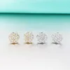 Lab Diamonds Square Mens Moissanite VVS1 Cluster Stud 14K Solid Gold Earrings