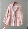 Trench-coat pour femmes, manteau d'automne coréen, col montant, court, ample, coupe-vent, vêtements d'extérieur avec doublure, Q47, 2023