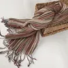 Scarves Fashion Men's Cotton And Linen Striped Brown Scarf Long Shawl Japanese Unisex Style 230921
