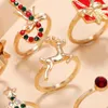 Bagues de mariage 8 pièces bijoux pour femmes, bague de noël, arbre de noël, canne, nœud de père noël, ensemble de bagues d'élan, cadeau 230921