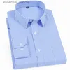 Chemises habillées pour hommes Chemise habillée à manches longues pour hommes Chemise à rayures bleues Bureau d'affaires Travail Chemise décontractée formelle Poche plaquée unique Coupe standard L230921