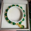 Bracelet porte-bonheur Pi Xiu en Agate de Jade, semblable à un fil, dessin d'argent