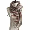 Scarves Fashion Men's Cotton And Linen Striped Brown Scarf Long Shawl Japanese Unisex Style 230921