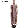 Podstawowe sukienki swobodne CM Yaya Kobiet Knit Zegar Ruffes Ruffes Boczne z przodu podzielony w paski prosta sukienka Maxi 2023 Vintage Fashion Vestidos 230921