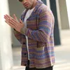 Mens suéteres retro listrado tiedye contraste cor de malha camisola cashmere cardigan inverno tendência estilo coreano solto casaco 230921