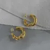 Women's designer earring brass plated 14K gold Fried Dough Twists c-type metal earrings