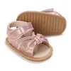 Primeiros caminhantes sapatos de bebê sandálias infantis couro borracha plana antiderrapante macio-sola criança menina menino berço tamanho 0-18 meses