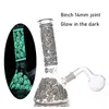 Atacado Classics Glass Beaker Bong com Ice Catcher Glow In The Dark Smoking Water Pipes 8inch 14mm Heady Glass Hookah Shisha Water Pipes com Downtstem Oil Pot