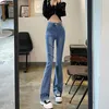 Damen Jeans Frühling Herbst Koreanische Mode Frauen Vintage Flare Split Hohe Taille Allgleiches Hosen Büro Damen Streetwear Casual Hosen