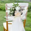 Decorative Flowers 28x23cm Wedding Chair Decoration For Church Bench Pew Bows Plastic White Flower Ceremony Reception