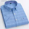 Camisas de vestido masculinas camisa masculina 100% algodão oxford listrado camisa xadrez 7xl casual masculino botão acima camisa masculina camisa de manga curta magro ajuste camisa masculina l230921