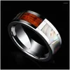 Rings Bohemia High Polished 8Mm Width Tungsten Inlay Natural Abalone Shells Wood For Couples 6-13 Drop Delivery Jewelry Ring Dhcpm