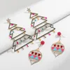 Original design alloy inlaid diamond exaggerated Christmas tree earrings for women, European and American fashion party style, personalized earrings