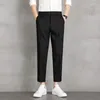 Men's Pants Brand Summer Men Dress Solid Color Fashion Thin Trousers Business Casual Mid Straight Ankle-Length