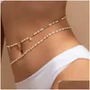 Belly Chains 2021 Böhmen Double Bead Belt Body Chain Women Summer Y Bikini Beach Midje Charms Vintage Dress Midjeband Bälten Drop Deli Dhlks