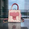 coabg läder axelväskor designer handväska kvinna damer totes handväskor förföljer litet tote modemärke crossbody rosa blommor hjärttryck 230207