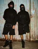 Ma Siwei's Same Style American Street Hip Hop Devil Island Printed Knitted Shorts Men's Fashion Brand Loose High
