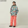 Trajes de esquí GANYANR Hombres Traje de esquí Conjuntos de snowboard Chaqueta de nieve Pantalones Térmicos A prueba de viento Impermeable Cálido Espesar Camping Senderismo al aire libre 230920