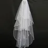 New Wedding Accessories White Ivory Fashion Veil Ribbon Edge Short Two Layer Bridal Veils With Comb High QualityCCW00142702