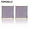 TOPGRILLZ Hip Hop Men's Bling Jewelry Earring Gold Color Iced Out Micro Pave Cubic Zircon Lab D Stud Earrings With Screw Back211V