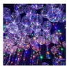 Party Decoration Luminous Led Balloon Transparent Clear Bobo Balloons 18 Inch Light Colorf Wave Helium Ball For Birthday Wedding Chr Dhoib