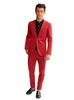 Herenpakken 2023 Mode Rode Blazer Broek Bruidegom Tuxedos Slim Fit Mannen Jas Met Zakken 2 Knop Jong Pak 2 Stuks Tailor (Jas Broek)