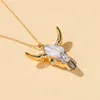 Ethnic Style Bull Bone Necklace Vintage Gold Head Pendant Sweater Chain Indigenous Accessories Collares Necklaces246S