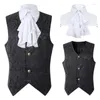 Gilets pour hommes Costume Steampunk de MNE Gilet gothique victorien simple poitrine brocart médiéval Halloween cosplay gilet avec cravate Jabot