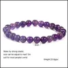 Link Chain Handmade Gem Semi Precious Gemstone 8Mm Round Beads Stretch Bracelets For Women Men Natural Amethyst Jewelry Wholesale D Otadr LL