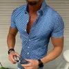 Men's Casual Shirts Shirt Short Sleeve Print Design White Black Red Lattice Turndown Tops Beach / Summer