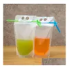 Autres boissons en plastique Sacs de sachets de boissons avec fermeture à glissière refermable STS Conteneur de boisson jetable non toxique Vaisselle de fête Drop D Dhiry