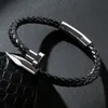 Bracelet Mode Tressé Véritable Bracelet À Ongles En Cuir Pour Hommes Femmes Simple Loisirs Bijoux En Acier Inoxydable Boucle Bracelets À Main Cadeau P604 230921