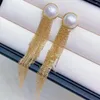 Pendientes colgantes SGARIT joyería 14K oro lleno 11-12mm perla natural de agua dulce joyería de moda mujeres borlas