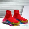 2023-BRATHABLE Stickade strumpor Hög topp Casual Sports Shoes Personlig färggummisula Lace Up Slip on Shoes