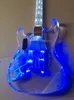 Chitarra elettrica acrilica ST di alta qualità con luce led blu