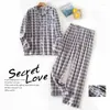 Men's Sleepwear 2023 Spring Autumn Men Casual Plaid Pajama Sets Male Cotton Suit Long Sleeve Turn-down Collar Shirt & Pants M-XL