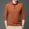 Herrpolos 2023 Polo Shirt Spring and Autumn Style Fashion Casual Collar Long Sleeve Sweater Trendy Bottom T-shirt
