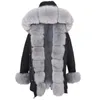 LaVelache Manteau de fourrure d'hiver Long Parka Hommes Doublure de lapin Collier naturel à capuche épais chaud veste masculine 201204