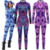 Catsuit-kostuums abstracte geometrie robot punk gothic jumpsuit Catsuit sexy vrouwen cosplay kostuums Zentai Halloween bodysuit