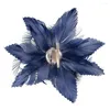 Broches bleu marine fait à la main plume fleur broche fleurs artificielles Plumas broche pince à cheveux pour femmes fille coiffure avec plumes