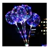 Party Decoration Luminous Led Balloon Transparent Clear Bobo Balloons 18 Inch Light Colorf Wave Helium Ball For Birthday Wedding Chr Dhoib