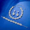 Collana Orecchini Set Gioielli da donna Cristallo Sposa Dichiarazione Girocollo Tiara Corona Collegamento Bracciale rigido A goccia ciondola