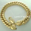 18K 18CT guldfylld GF -mens 10mm bredd 22 cm längd cool Braclet B119308o