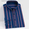 Herren-Hemden, nicht dehnbar, langärmelig, gestreift, elegant, lässig, glattes Material, Standard-Passform, jugendliches Button-Down-Hemd L230921