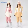 Combinaisons de ski SEARIPE combinaison de Ski chaude femmes hommes imperméable coupe-vent Couple veste de snowboard pantalon ensemble femme neige Costumes en plein air unisexe 230920