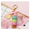 Keychains Lanyards Ny Aron Cake Key Chain Fashion Cute Keychain Bag Charm Car Ring Party Gift Jewelry for Women Men GC1288279447 Drop Dhezu