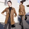 Women's Leather 2023 Autumn Winter Women Temperament Slim-Fit Coat Female Mid-Length Versatile Solid Color Sheepskin Trench Outwear