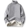 Mens Sweaters Winter Trend Solid Long Sleeved Turtleneck Pullover High Neck Fleece Warm Slim Fit Casual Sweater Jumper 3XL 230921