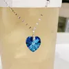 Pendentif Colliers Cross Border Yama Mode Femme Océan Coeur Bleu Collier Amour Cristal Verre Bijoux Accessoires Cadeau