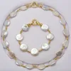 Pendentif Colliers BaroqueOnly forme spéciale naturel Style baroque pièce de monnaie collier de perles blanches pull chaîne/Bracelet/tour de cou boucle d'éclairage NE 230921